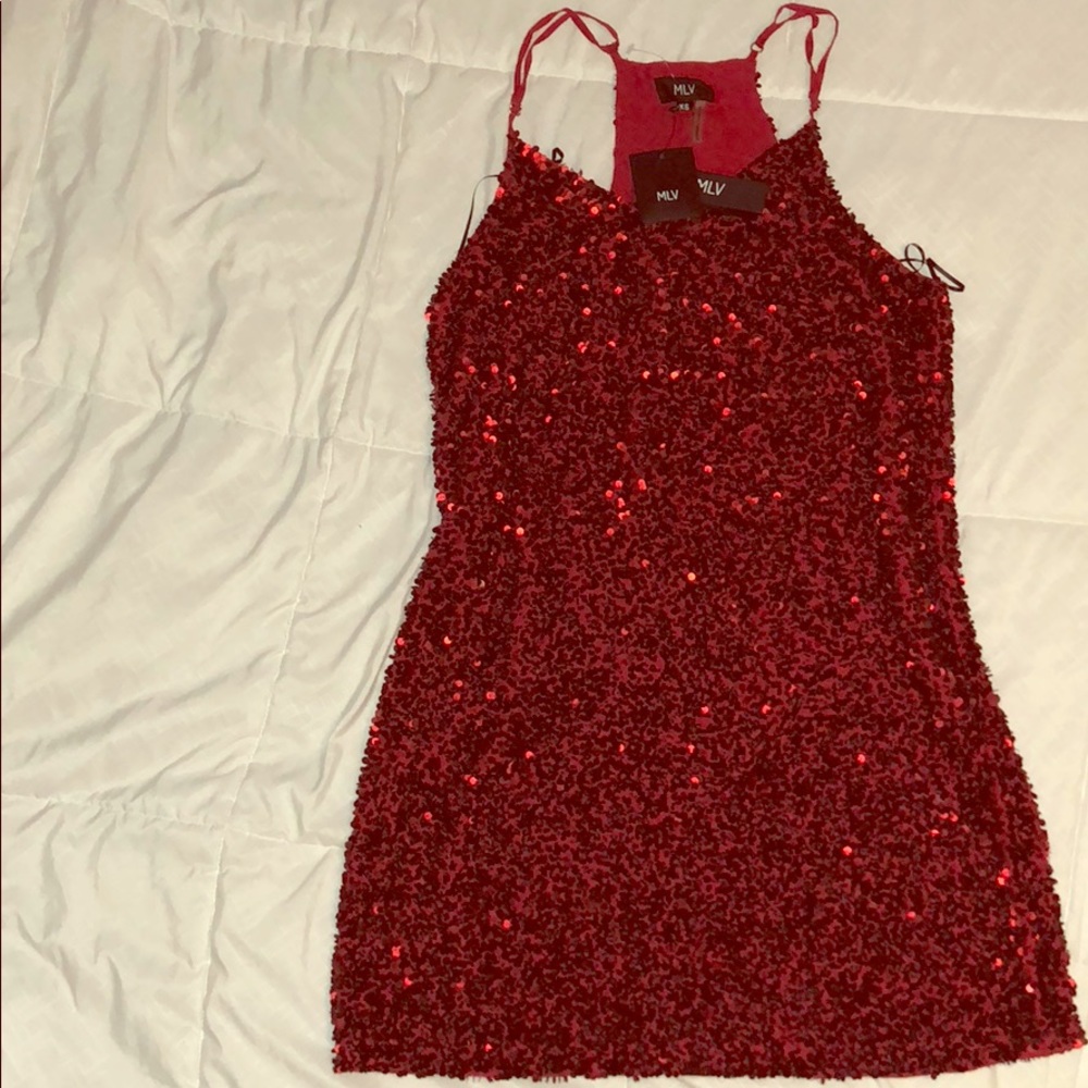 MLV Mira Sequin Cocktail Dress in Red XS